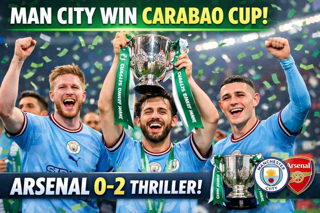 Manchester City Clinch Carabao Cup Glory: Unforgettable Trophy Celebrations & Reactions After 2-0 Arsenal Thriller